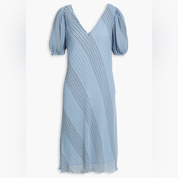 NWT Ganni pleated chiffon striped dress - Picture 1 of 9